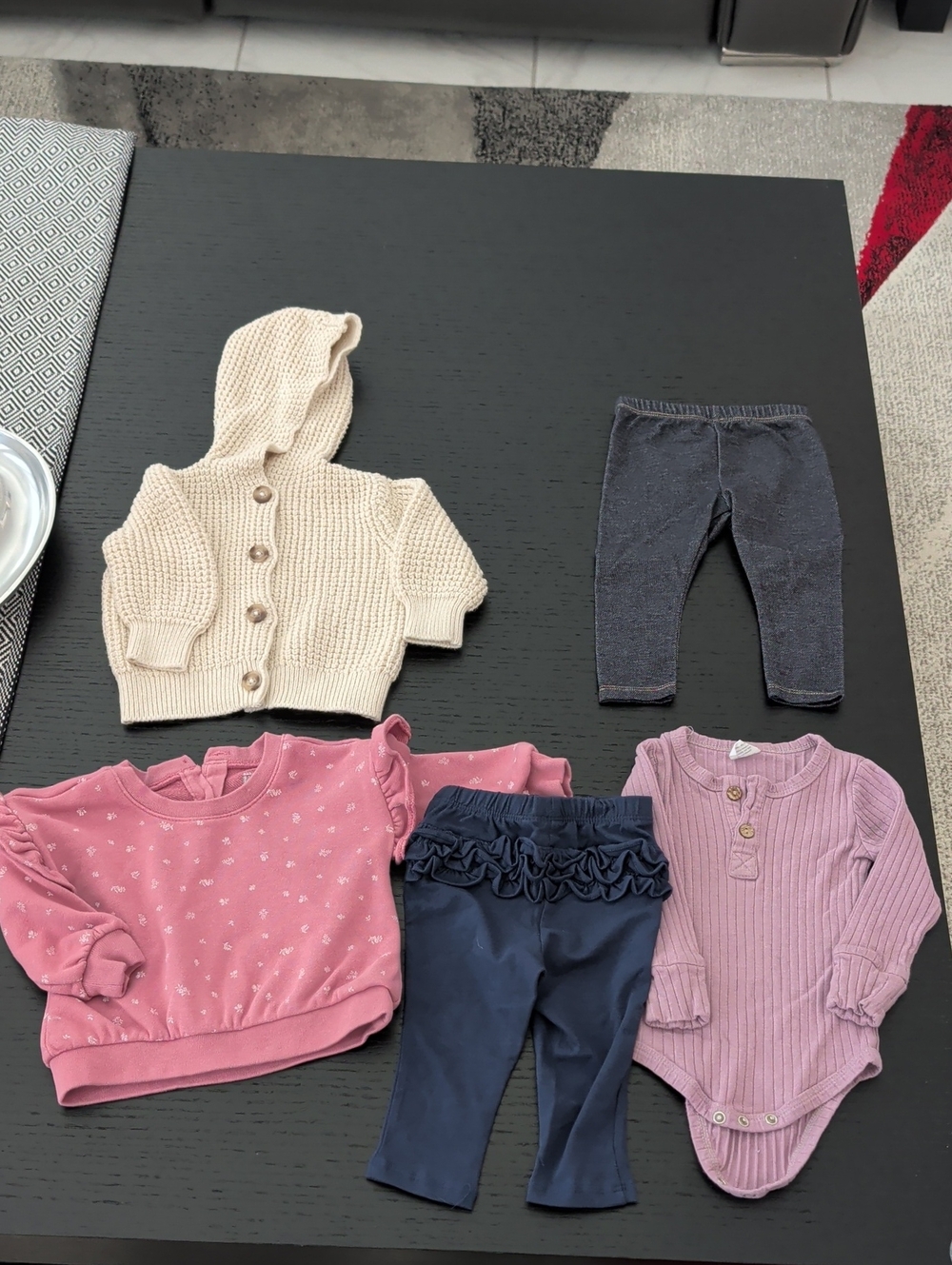 5 Piece Lot Girl 6 -12 Months Chunky Cardigan New Ruffle Pants GAP Sweatshirt